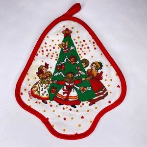Vintage B&D Kitchen Christmas Children Dancing Around Tree Hot Pad Pot Holder